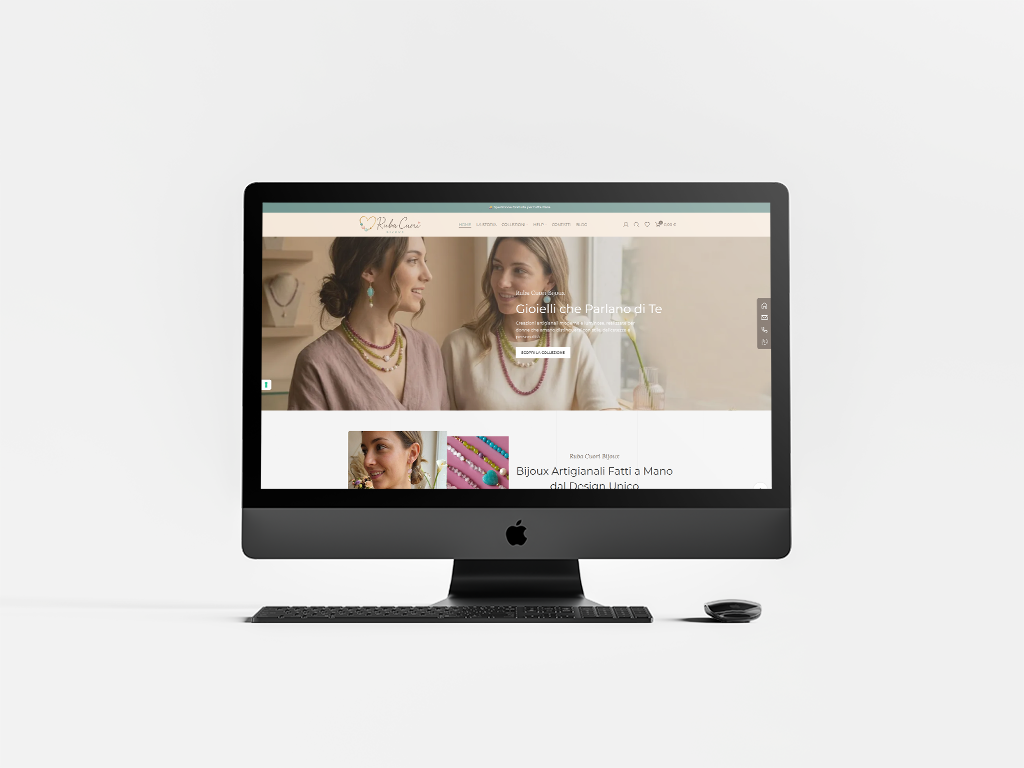 Homepage dell'e-commerce Ruba Cuori Bijoux realizzato da SC Web Agency